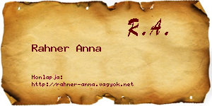 Rahner Anna névjegykártya