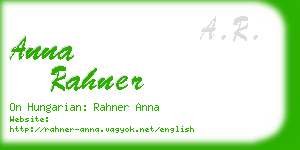 anna rahner business card